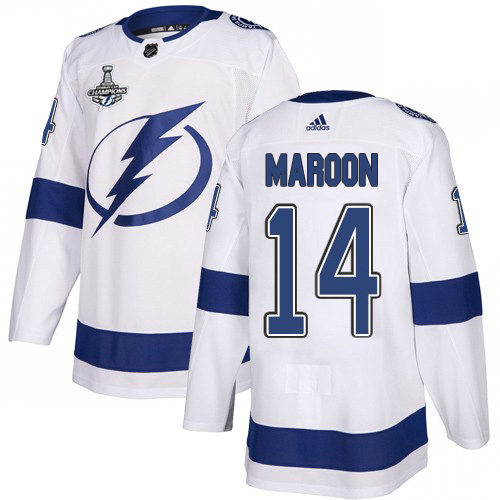 Adidas Tampa Bay Lightning Men #14 Pat Maroon White Road Authentic 2020 Stanley Cup Champions Stitched NHL Jersey->tampa bay lightning->NHL Jersey